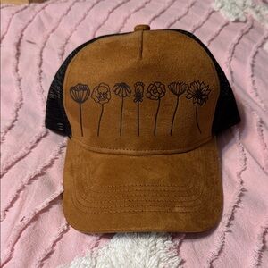 Suede-Look Trucker Cap with Black Mesh Back